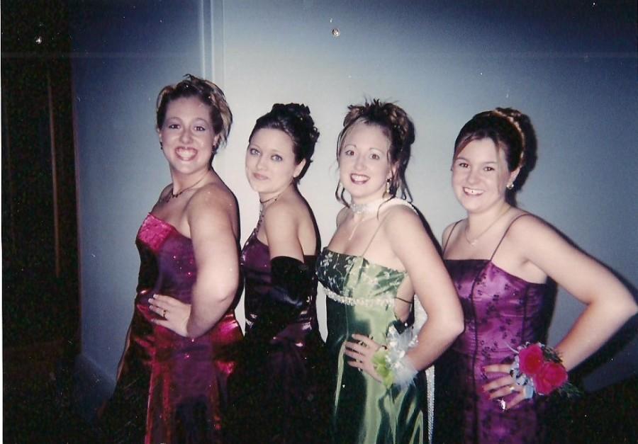 Mrs. Garza (second from right) attends the MHS prom when she was a student.