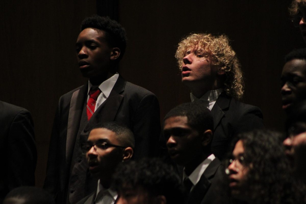 Mansfield's men's choir performing in the Veteran's Day concert